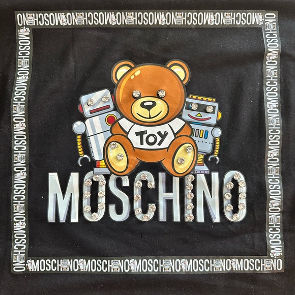 NWT Moshchino TEDDY BEAR & toys Black Tshirt Fits like. Medium - Picture 3 of 7